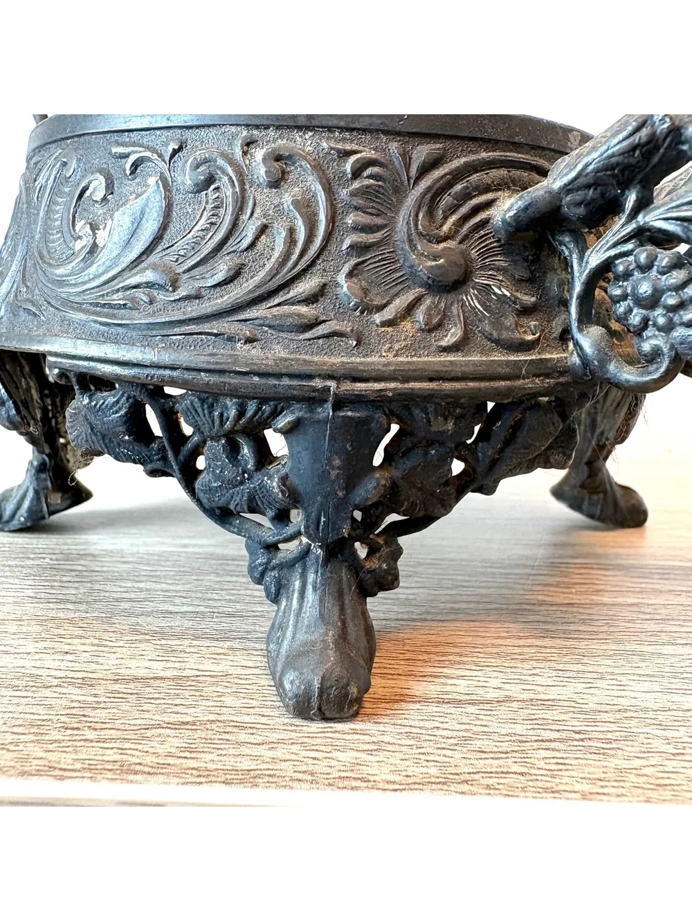 Antique Victorian Cauldron Shaped Candle Holder Halloween Decor Gothic Basket